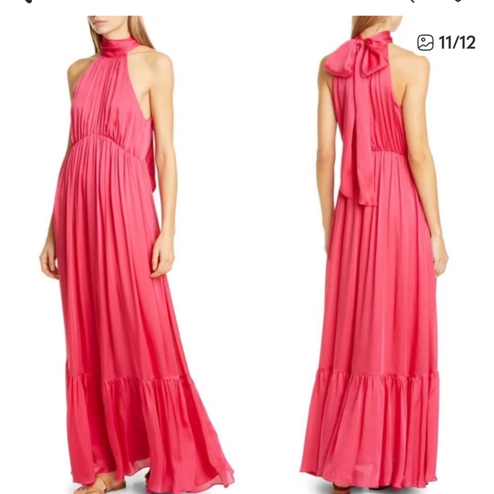 Zimmermann Pink Maxi Halter Tie-Neck Dress
